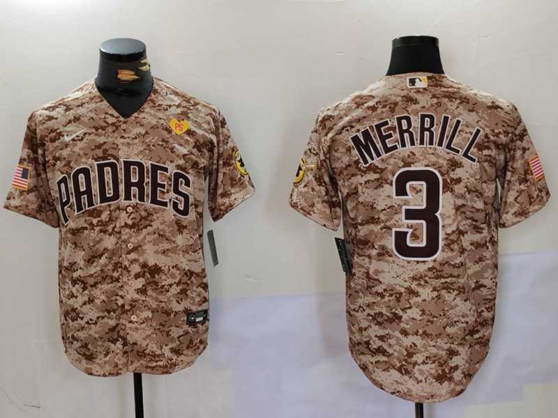 Men's San Diego Padres #3 Jackson Merrill Camo With PS Patch Cool Base Stitched Jersey,We sell and wholesale Men's San Diego Padres #3 Jackson Merrill Camo With PS Patch Cool Base Stitched Jersey on line form chian!